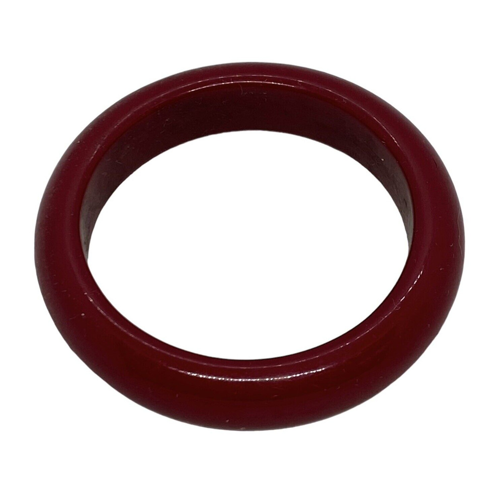 1990's Fashion 3 3/8” Wide Round Red Solid Plastic Bangle Bracelet Mother's Day